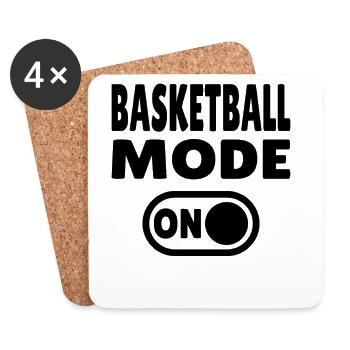 Mode basket-ball activé – Conception des joueurs et des supporters - Dessous de verre (lot de 4) - blanc - Devant