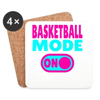 Mode basket activé – Pour les joueurs et les vrais fans - Dessous de verre (lot de 4) - blanc - Devant