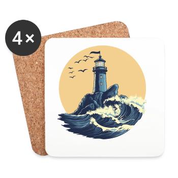 Lighthouse on a stormy sea - Coasters (set of 4) - white - Front