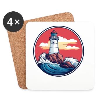 Phare au bord de la mer - Dessous de verre (lot de 4) - blanc - Devant