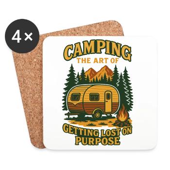 Camping : l’art de se perdre volontairement - Dessous de verre (lot de 4) - blanc - Devant
