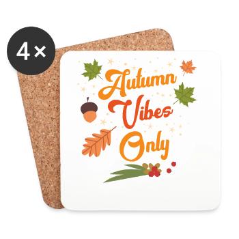 Autumn-Vibes-Only-Cozy-Fall-Leaves-Seasonal-Out - Coasters (set of 4) - white - Front