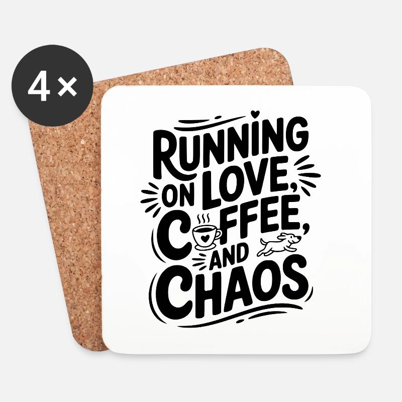 Laufen auf Liebe, Kaffee und Chaos - Untersetzer (4er-Set) - Weiß