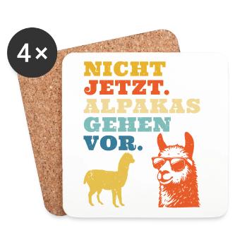 Alpaka Fan NICHT JETZT ALPAKAS GEHEN VOR Lustig - Untersetzer (4er-Set) - Weiß - Vorne