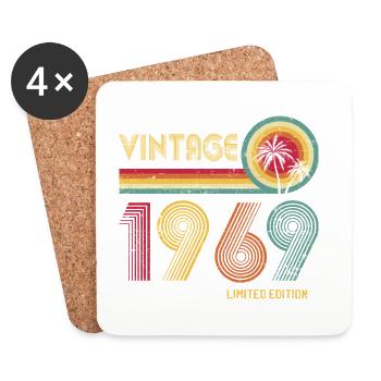 Design rétro des années 1970 - Dessous de verre (lot de 4) - blanc - Devant