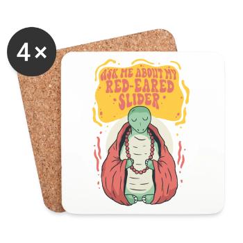 Red-eared Turtle - Coasters (set of 4) - white - Front