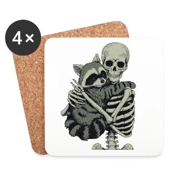 Squelette de raton laveur pour Halloween - Dessous de verre (lot de 4) - blanc - Devant