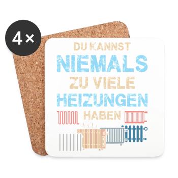 Chauffagiste Plombier Plombier de construction chauffage - Dessous de verre (lot de 4) - blanc - Devant