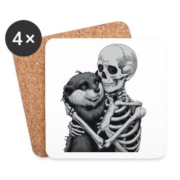 Squelette de loutre pour Halloween - Dessous de verre (lot de 4) - blanc - Devant