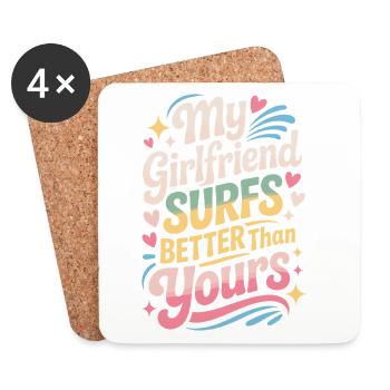 Surfing My Girlfriend Surfs Better Than Yours Surf - Coasters (set of 4) - white - Front