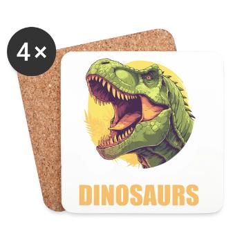 Dino Dinosaure Dinosaure - Dessous de verre (lot de 4) - blanc - Devant