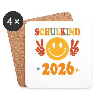 Schoolchild 2026 Happy Design - Coasters (set of 4) - white - Front