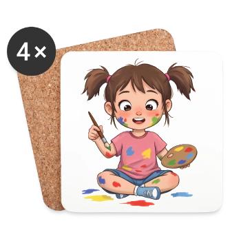 Motif artistique créatif pour enfants sur vêtements - Dessous de verre (lot de 4) - blanc - Devant