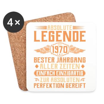 55. Geburtstag - Legende seit 1970 - Untersetzer (4er-Set) - Weiß - Vorne