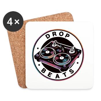 Drop Beat Turntable Illustration - Coasters (set of 4) - white - Front
