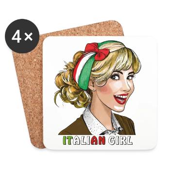 WOMAN ITALY ITALIAN GIRL - Coasters (set of 4) - white - Front