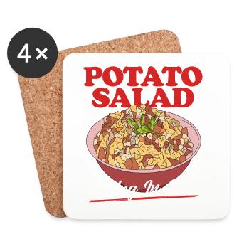 Salade de pommes de terre Härdöpfelsalat Cadeau - Dessous de verre (lot de 4) - blanc - Devant