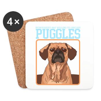 Chiens Puggle Propriétaire de chien Cadeau pour propriétaire de chien - Dessous de verre (lot de 4) - blanc - Devant
