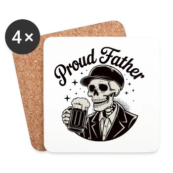 Skull Father Cheers Tee - Coasters (set of 4) - white - Front