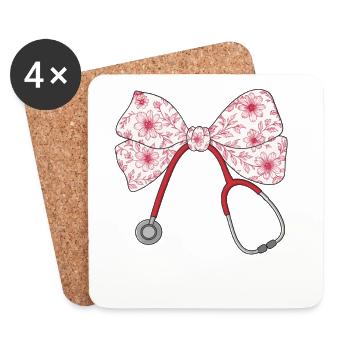 Nurse, Stethoscope, Loop - Coasters (set of 4) - white - Front