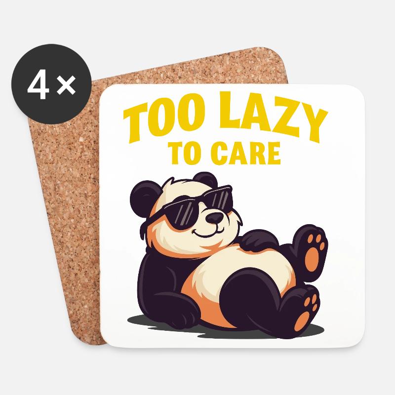 Too Lazy To Care Panda Design - Untersetzer (4er-Set) - Weiß