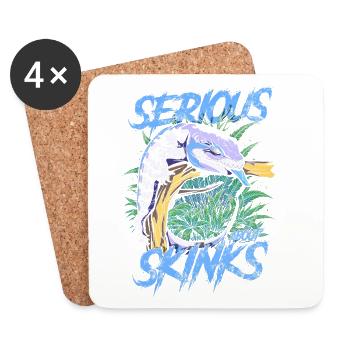 Gardien de reptiles sérieux au sujet des scinques à langue bleue - Dessous de verre (lot de 4) - blanc - Devant