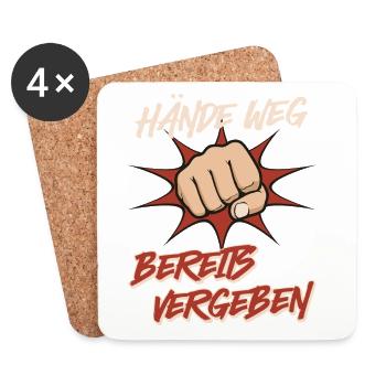 Malle HÄNDE WEG! Anti Flirt Party Outfit - Untersetzer (4er-Set) - Weiß - Vorne