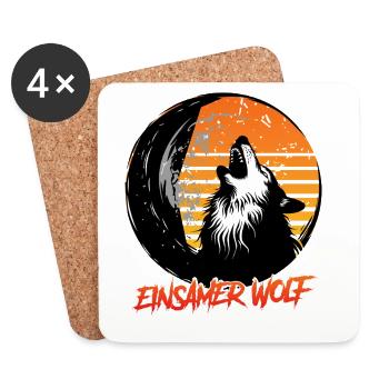 Wolf Spirit EINSAMER WOLF Retro Lustiges - Untersetzer (4er-Set) - Weiß - Vorne
