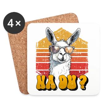 Alpaka Fan NA DU? Retro Lama Lustiges - Untersetzer (4er-Set) - Weiß - Vorne