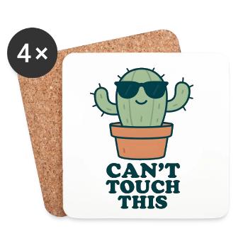 Can’t Touch This – Lustiger Kaktus - Untersetzer (4er-Set) - Weiß - Vorne