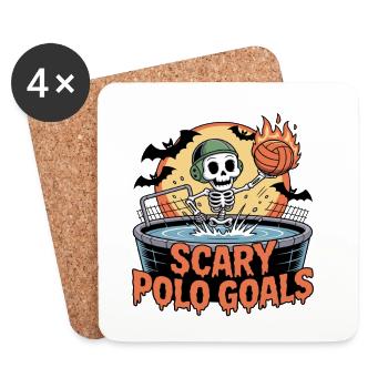 Squelette effrayant d'un joueur de water-polo pour Halloween - Dessous de verre (lot de 4) - blanc - Devant