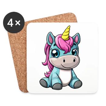Cute baby unicorn character - Coasters (set of 4) - white - Front