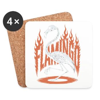 Flamingo Flames Skeleton Halloween - Coasters (set of 4) - white - Front
