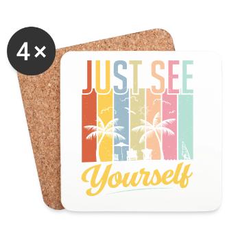Coucher de soleil inspirant sur l’amour de soi - Dessous de verre (lot de 4) - blanc - Devant
