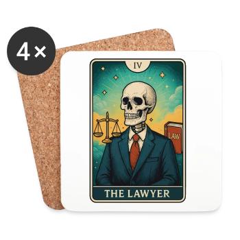 Illustration d'un avocat avec un crâne - Dessous de verre (lot de 4) - blanc - Devant