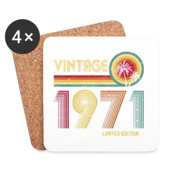 Vintage-Design im Stil der 1970er Jahre in limitierter Auflage - Untersetzer (4er-Set) - Weiß - Vorne