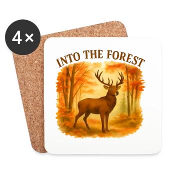  Into the Forest – Herbstlicher Hirsch - Untersetzer (4er-Set) - Weiß - Vorne