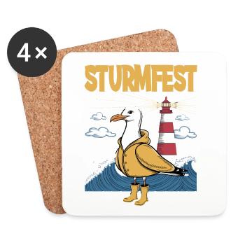 Lighthouse Melody with Seagull - Coasters (set of 4) - white - Front