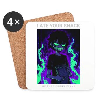 Dark Phonk Anime Creepy J'ai mangé ton goûter - Dessous de verre (lot de 4) - blanc - Devant