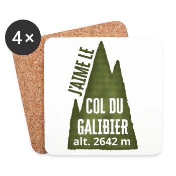 Col du Galibier Alt 2642 m - Dessous de verre (lot de 4) - blanc - Devant