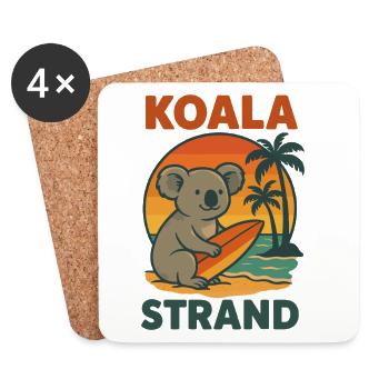 Koala Surfing Dimanche Vacances Plage Vacances Rétro - Dessous de verre (lot de 4) - blanc - Devant
