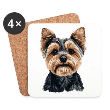 Süßer Yorkshire Terrier Cartoon - Untersetzer (4er-Set) - Weiß - Vorne