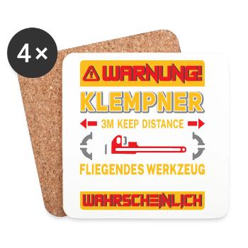 Chauffagiste Plombier Plombier de construction chauffage - Dessous de verre (lot de 4) - blanc - Devant