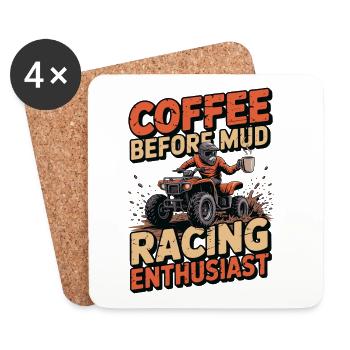 Passionné de courses de boue, amateur de café et de boue - Dessous de verre (lot de 4) - blanc - Devant