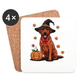 Halloween Labrador with witch hat - Coasters (set of 4) - white - Front