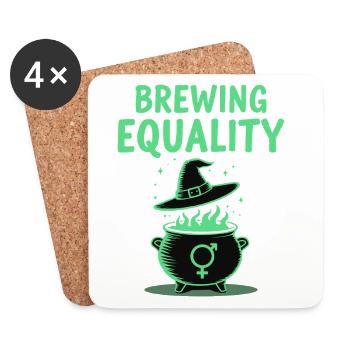 Brewing Equality – Feminismus Halloween Spruch - Untersetzer (4er-Set) - Weiß - Vorne