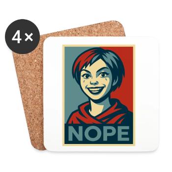 une fille et un message humoristique sur l'affiche NOPE - Dessous de verre (lot de 4) - blanc - Devant