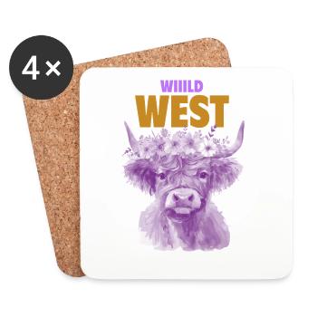 WILD WEST COW VIOLET - Coasters (set of 4) - white - Front