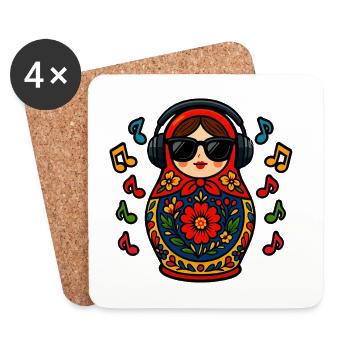  Russian Matroschka Musik Russland Russische - Untersetzer (4er-Set) - Weiß - Vorne