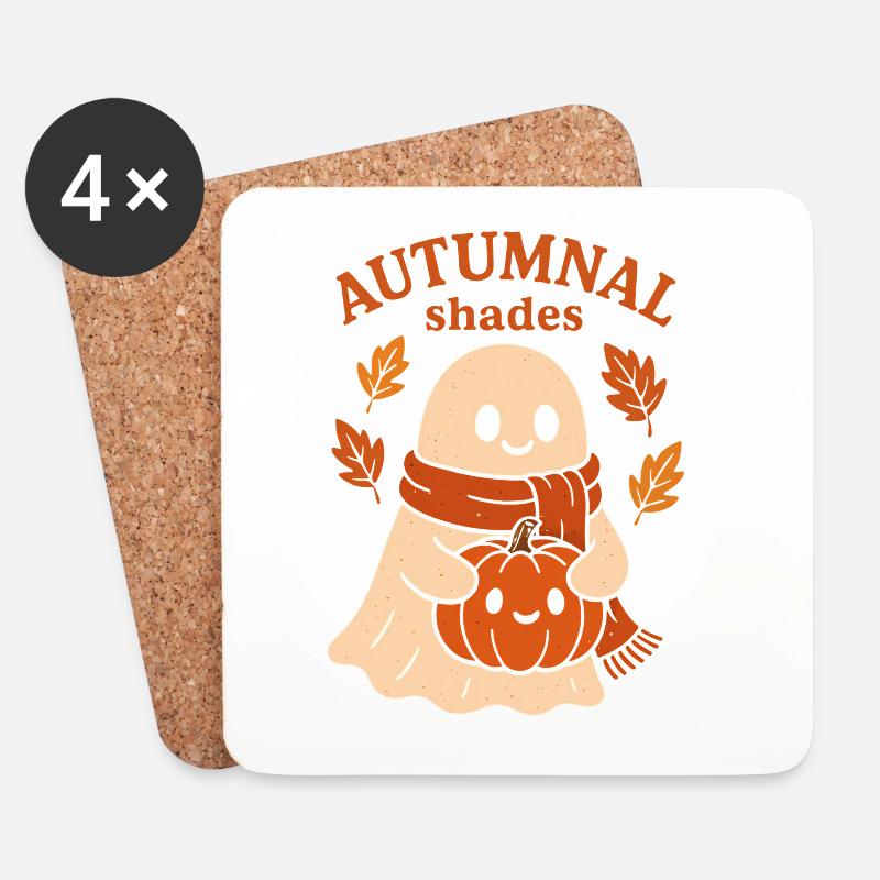 Herbstliche Kürbismotiv-Kreation - Untersetzer (4er-Set) - Weiß